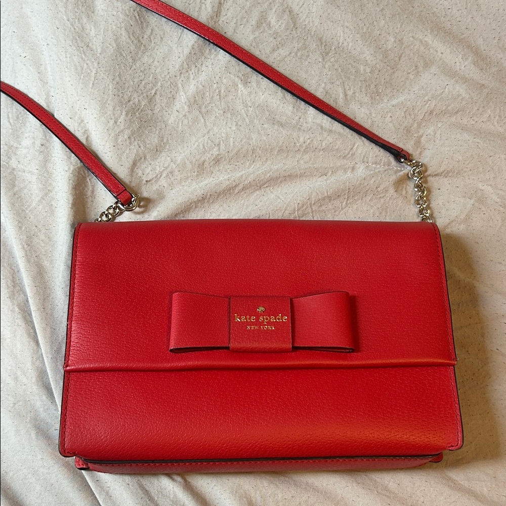 Kate Spade Cherry Red Leather Robinson Street Zanni Shoulder Crossbody Bag